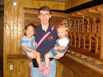 2nd stop was the Creation Museum. One of our only photos from inside the museum, we went in after a long day's drive in the RV so they were not in the best of moods to walk around and see exhibits. This one is a simulation of the inside of the ark of Noah.
